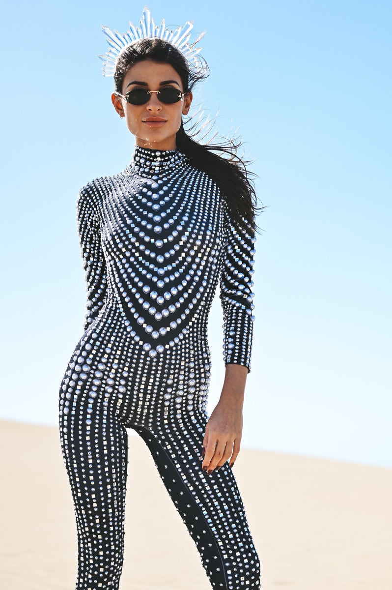Pre-Sale Maneas Rhinestone Shell Embellished Jumpsuit