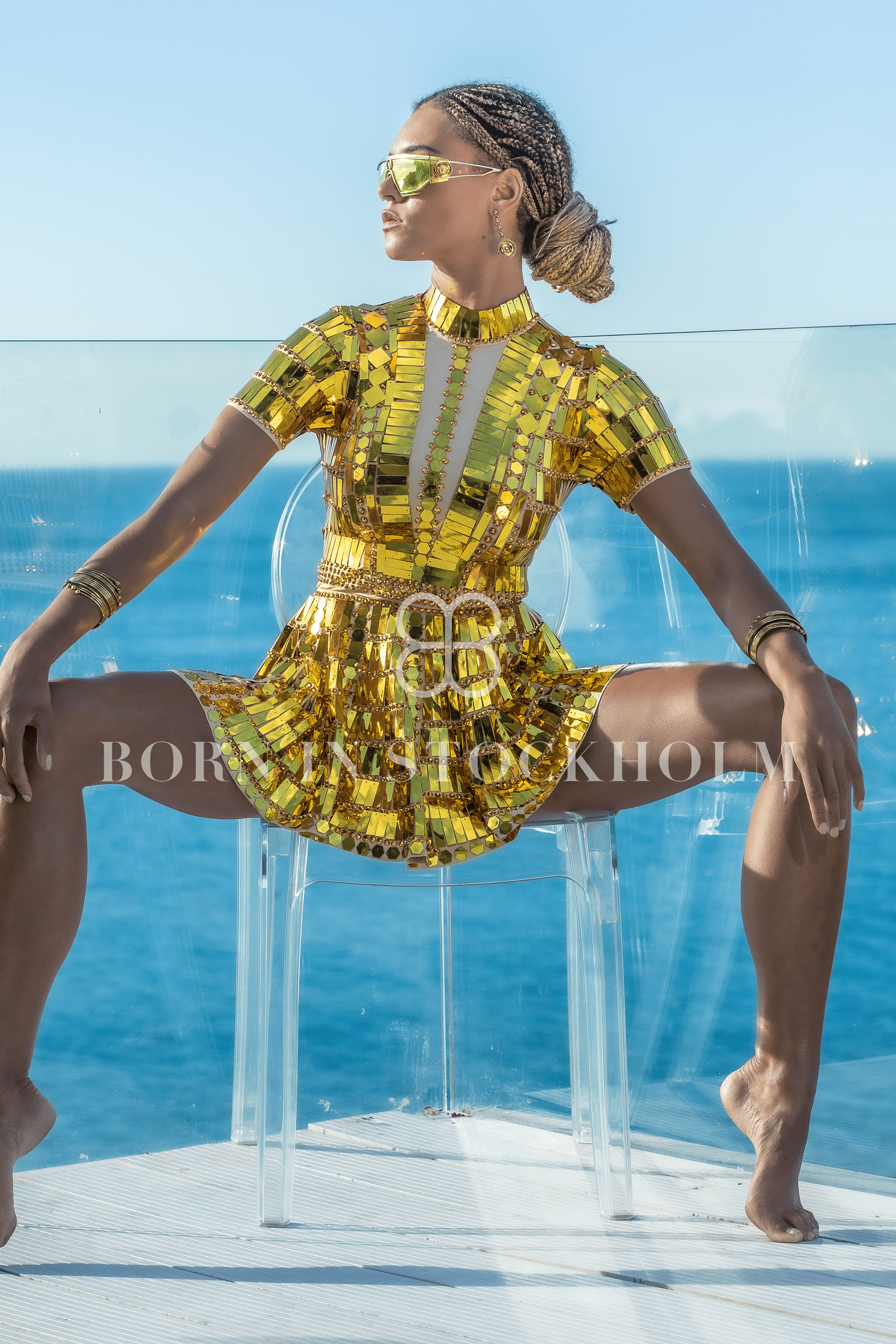 Alessa reflective mirror party dress gold / Festival Party Dress Alessa reflective mirror party dress gold / Festival Party Dress