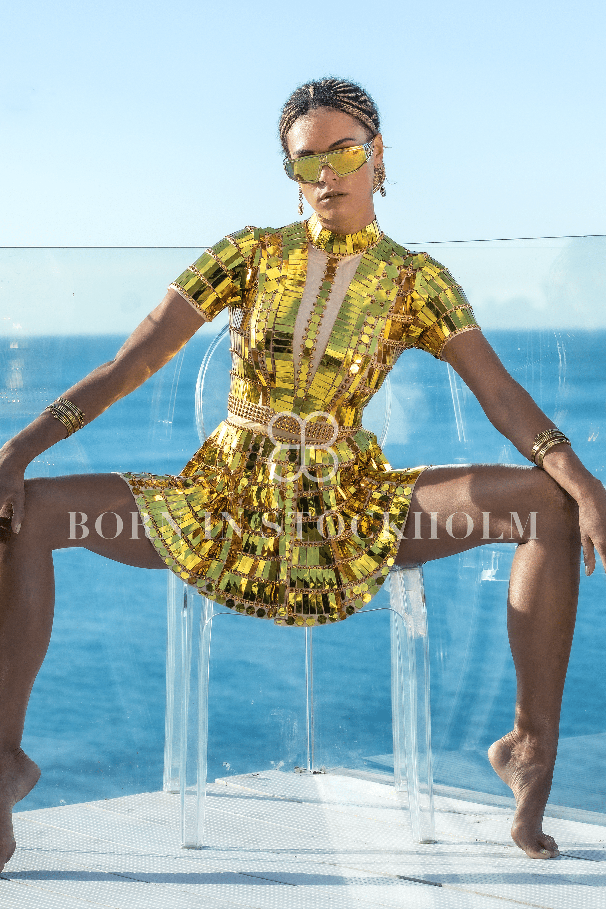 Alessa reflective mirror party dress gold / Festival Party Dress Alessa reflective mirror party dress gold / Festival Party Dress
