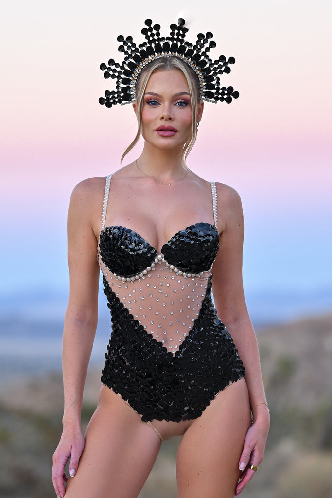 Elara sequin bodysuit black - Borninstockholm