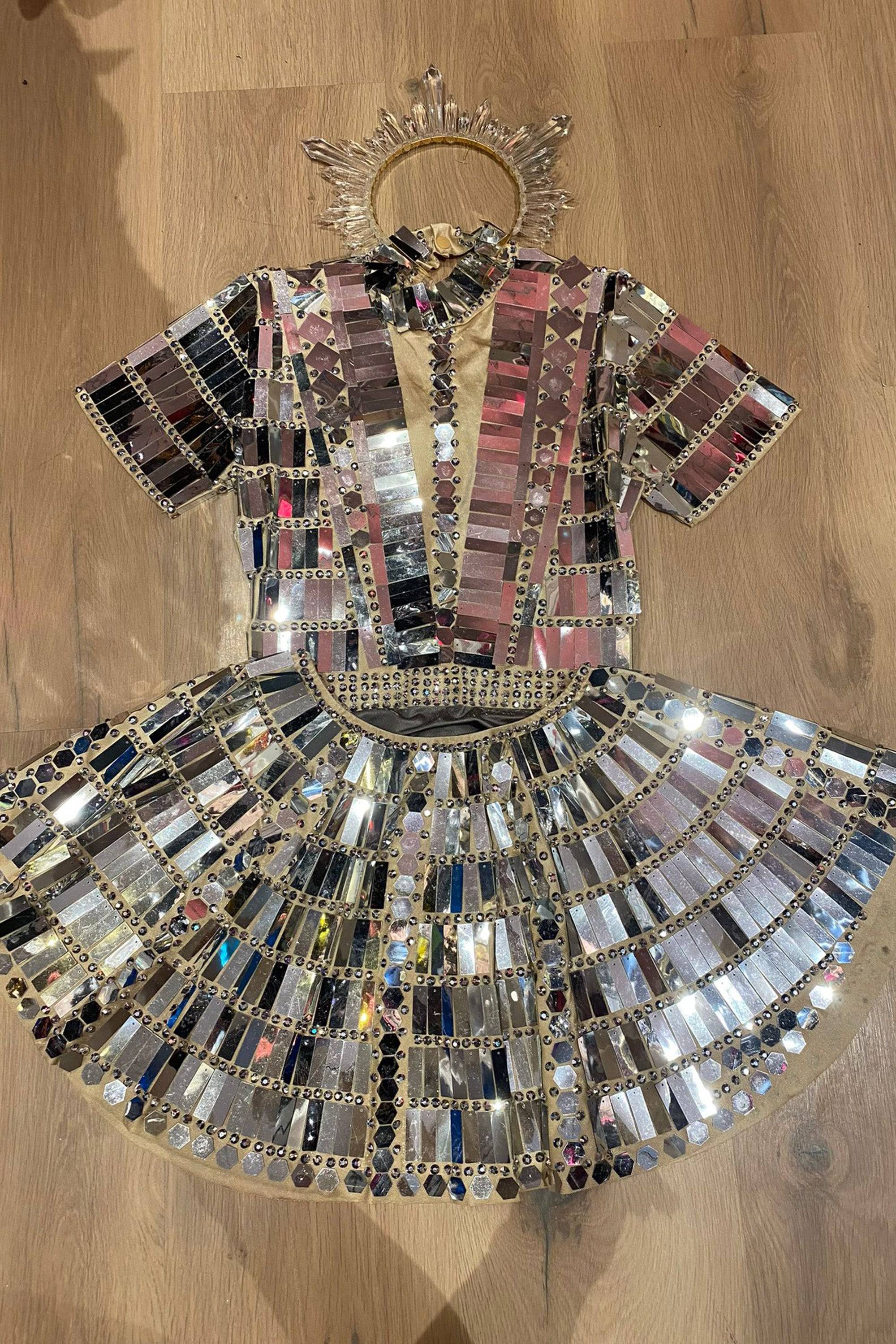 Alessa reflective mirror party dress silver / Festival party dress