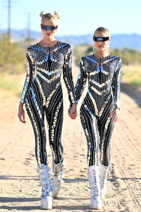 GIA futuristic mirror jumpsuit black - Borninstockholm