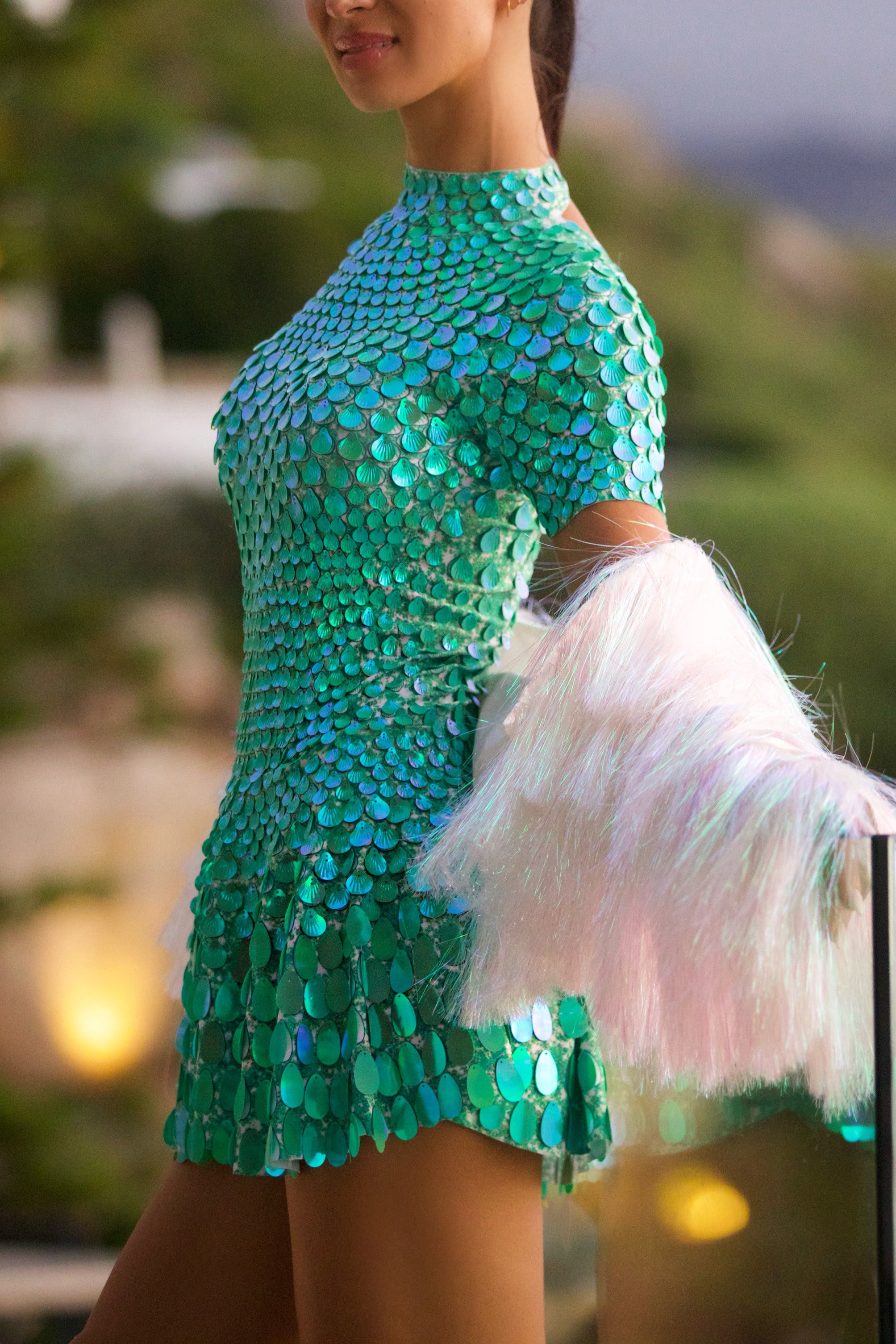 Melanie Metallic Party Dress Green / Festival sequin dress Melanie Metallic Party Dress Green / Festival sequin dress