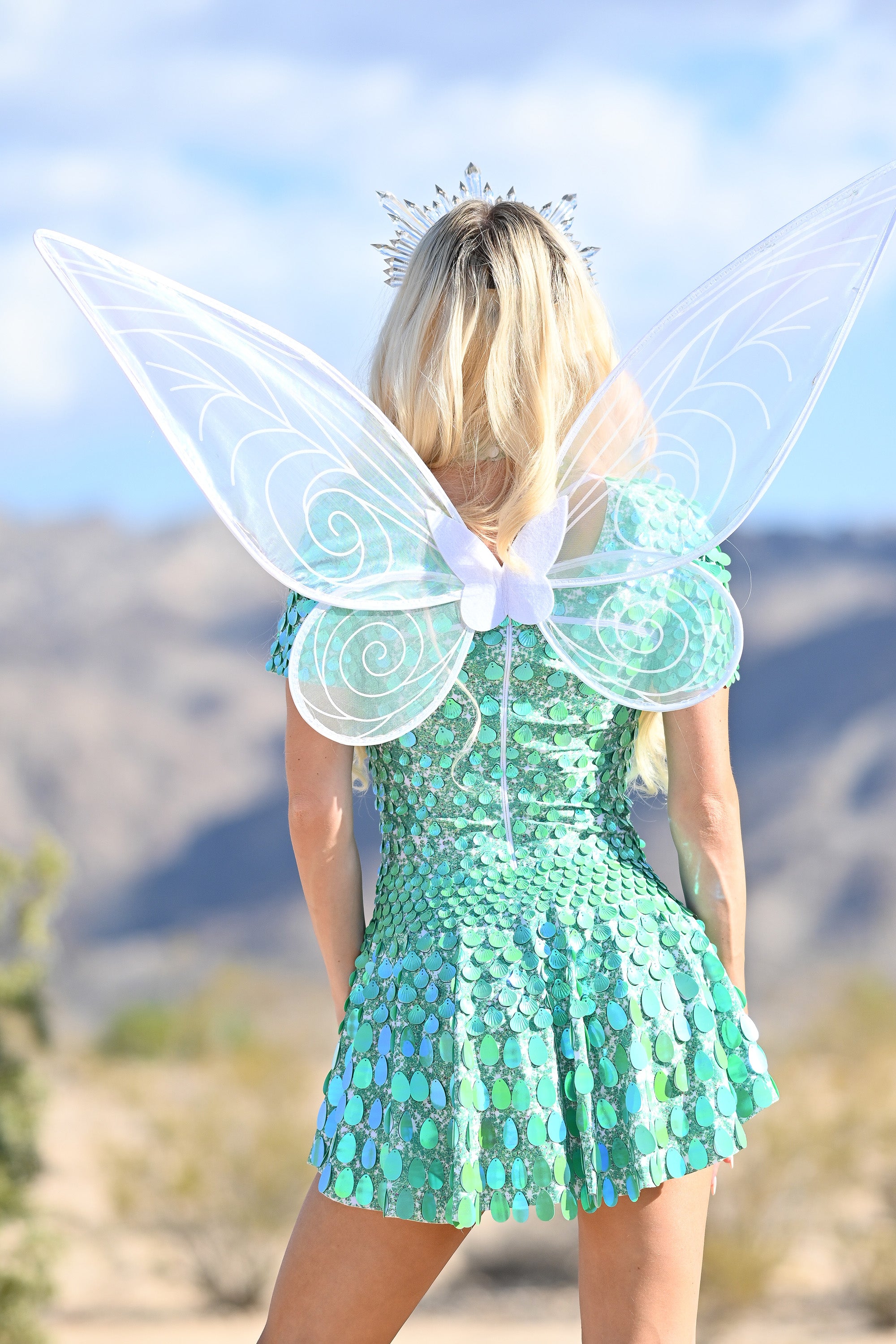 Melanie Metallic Party Dress Green / Festival sequin dress