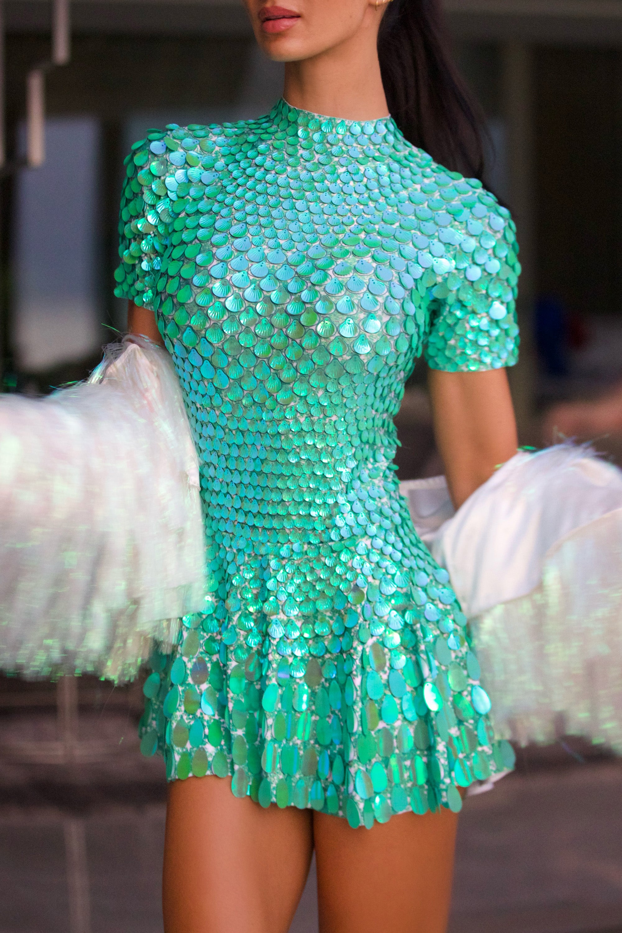 metallic dress green Metallic Strapless Corset Gown with High Slit (Gold & Emerald Green)