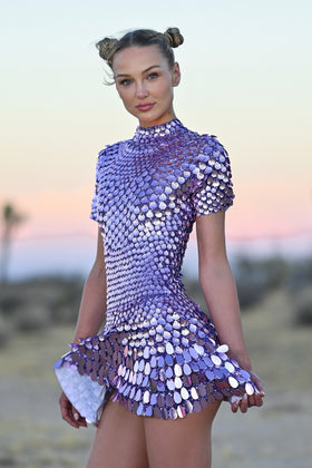 Melanie metallic party dress purple