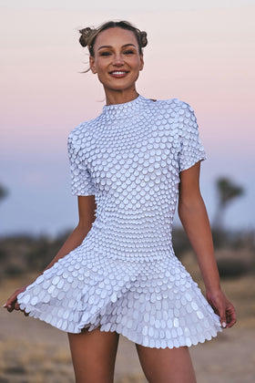 Melanie metallic party dress white