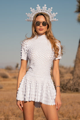 Melanie metallic party dress white - Borninstockholm