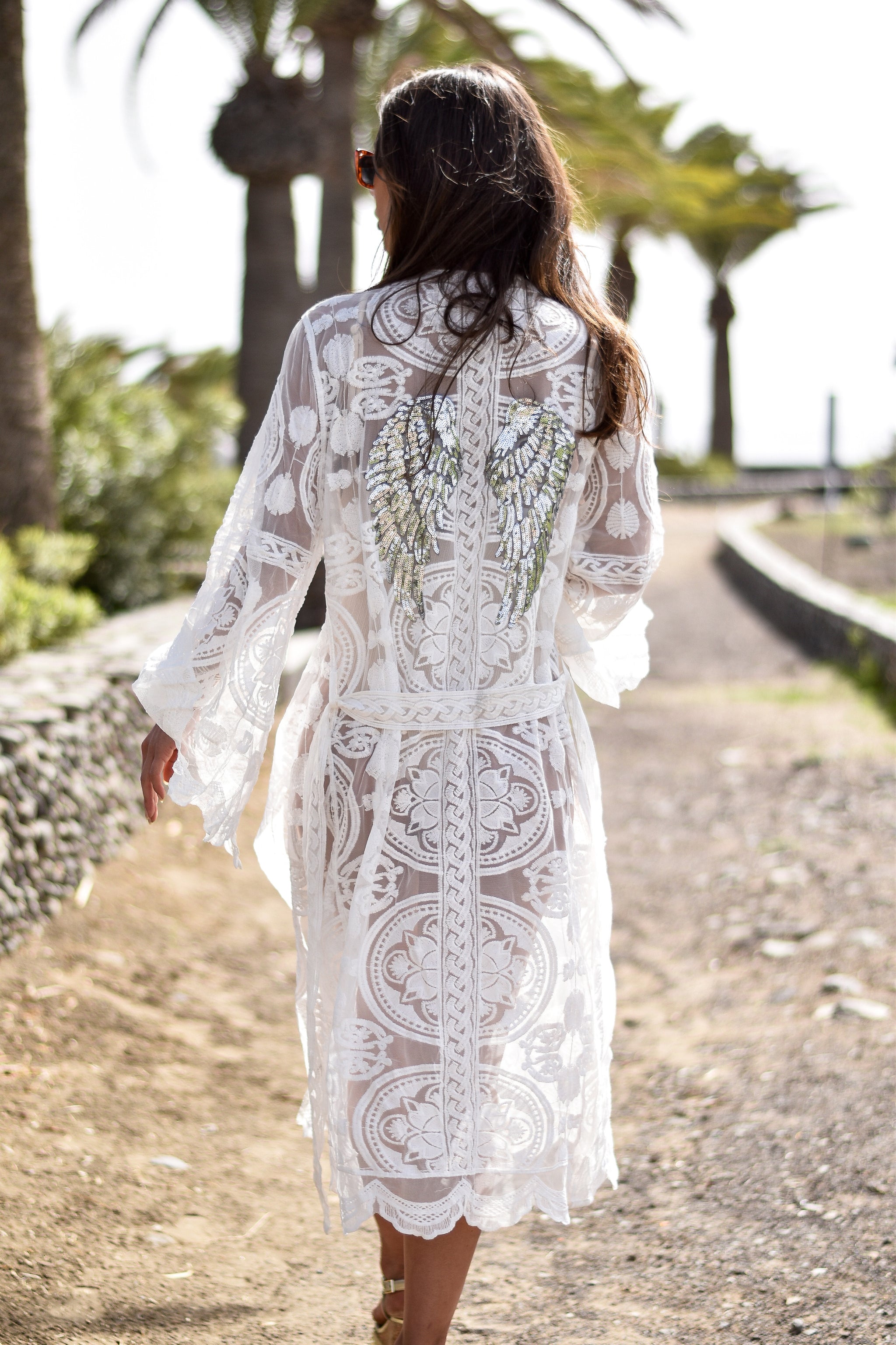 lace kimono dress White Lace Kimono Long Abebibytan