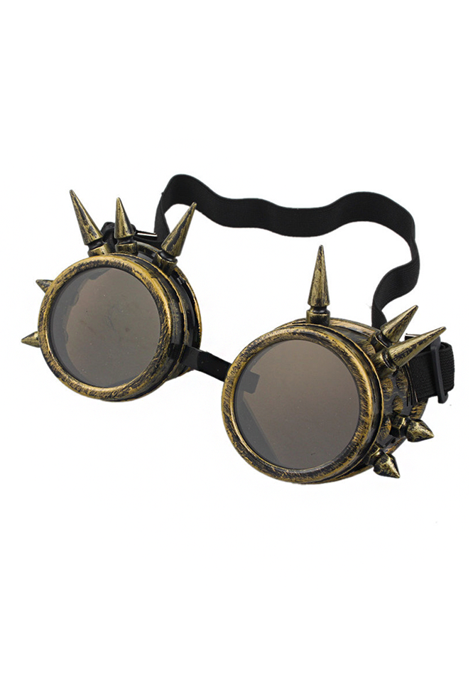 punk goggles Steam punk spike goggles gold