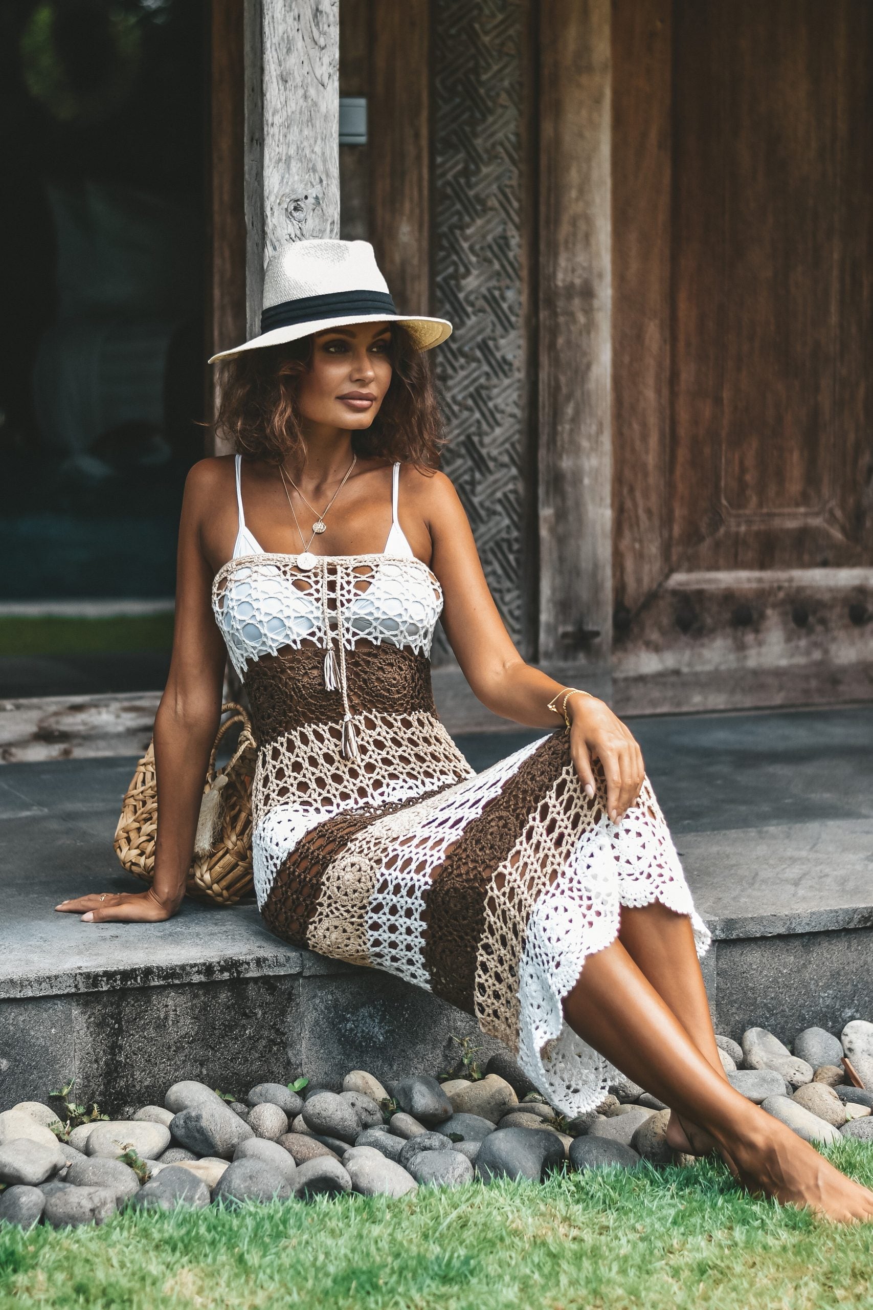 crotchet dress Jakarta crochet dress beige