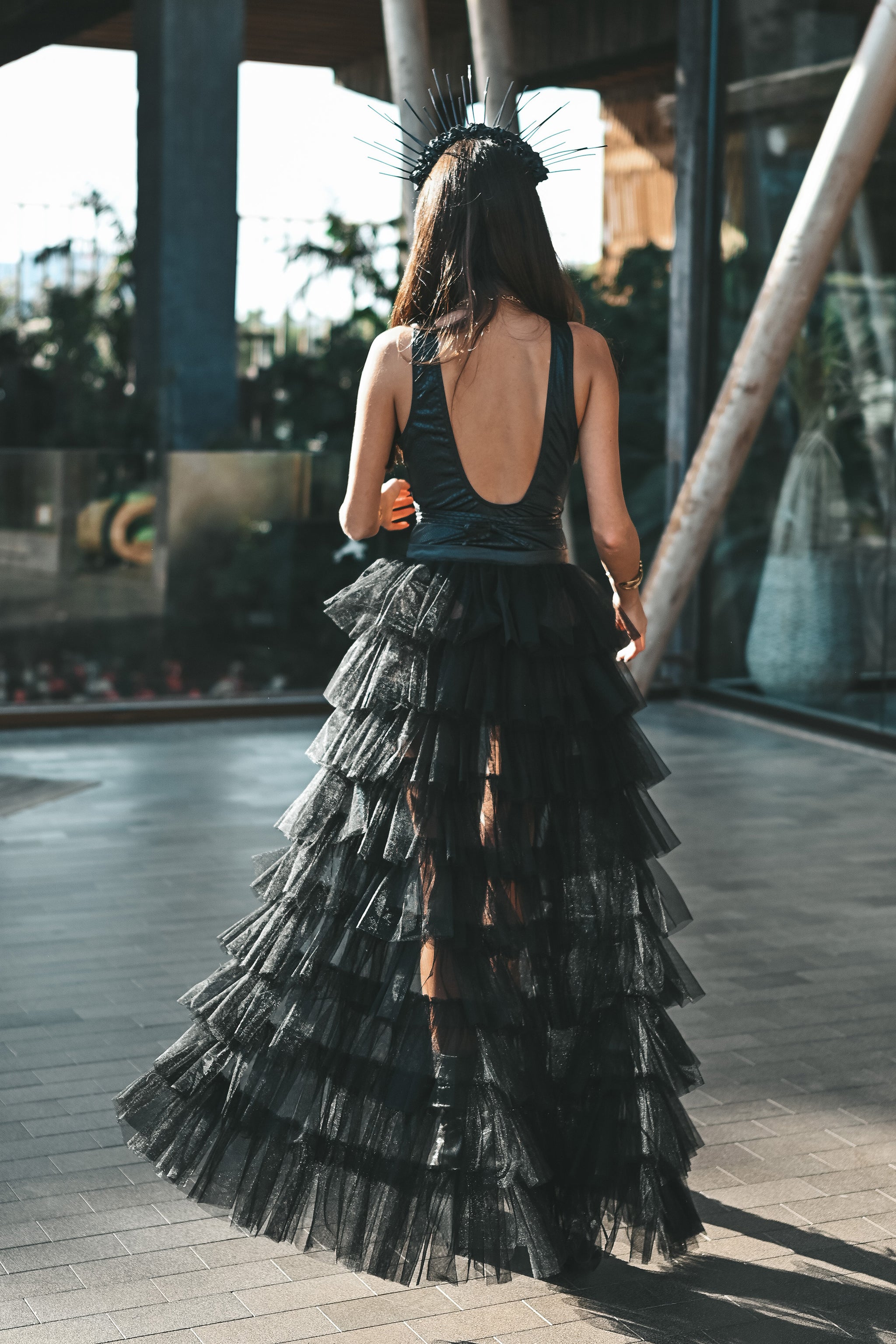 フラメンコ reel of lyricism tulle skirt : black Isabell maxi tulle skirt black / Festival clothing for women