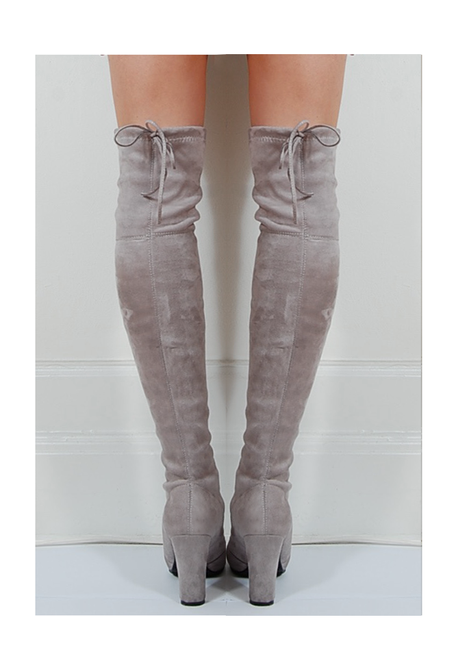 light grey over the knee boots